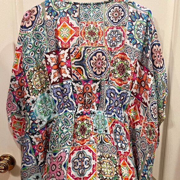 Nanette Lepore Swim Coverup. Caftan Greek Tiles Goddess Size S - Picture 3 of 4